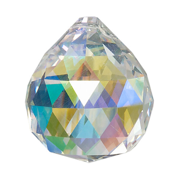 Suncatcher 1pk clear AB, Asfour Crystal 35x30mm faceted round teardrop image number 0