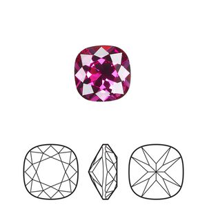 Fancy stone 1pk fuchsia foil back, Preciosa MAXIMA Czech crystal rhinestone 12mm cushion square
