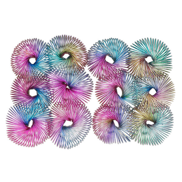 Bracelet mix, stretch, steel, variegated rainbow, spiral, up to 10 inches. Sold per pkg of 12. image number 0