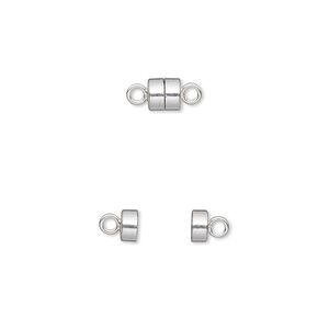 Clasp, magnetic, sterling silver, 5x4.5mm barrel with soldered loop. Sold per pkg of 12.