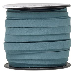 Cord, faux suede, turquoise blue, 10mm flat. Sold per 25-yard spool.