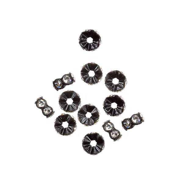 Bead 12pk black and crystal foil back, Crystal Passions® 5x2.5mm mini rondelle 4720/101 image number 0