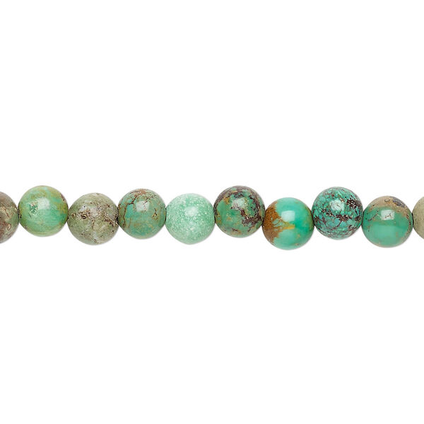Bead, turquoise (dyed / stabilized), 6mm round, C grade, Mohs hardness 5 to 6. Sold per 15" to 16" strand. image number 0