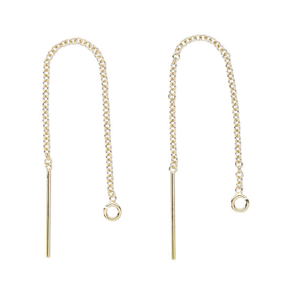 Ear thread, 14Kt gold-filled, 2-1/2 inches with cable chain and open loop. Sold per pair. image number 0