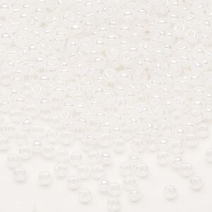 Seed bead, Preciosa Ornela Czech glass, pkg/500g, #8 rocaille, opaque luster alabaster, (57102).