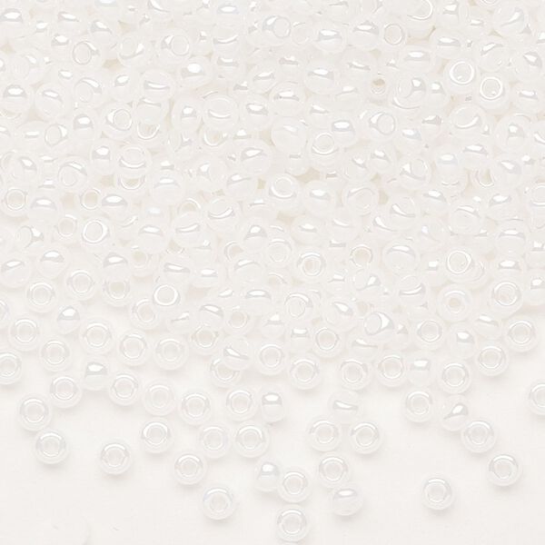 Seed bead, Preciosa Ornela Czech glass, pkg/500g, #8 rocaille, opaque luster alabaster, (57102). image number 0
