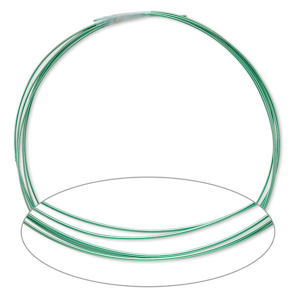 Wire, anodized niobium, green, half-hard, round, 20 gauge. Sold pkg of 5 feet. image number 0