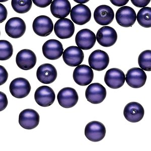 Bead druk Czech pearl-coated glass 60pk 6mm round, matte opaque purple