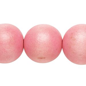 Bead, Taiwanese cheesewood (dyed / waxed), light pink, 19-20mm round. Sold per 15-1/2" to 16" strand.