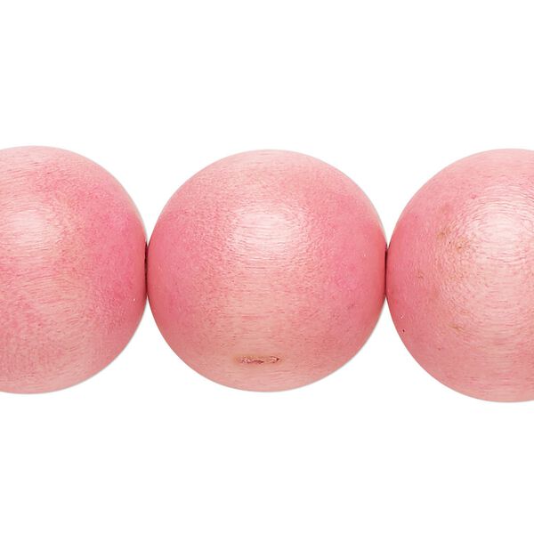 Bead, Taiwanese cheesewood (dyed / waxed), light pink, 19-20mm round. Sold per 15-1/2" to 16" strand. image number 0