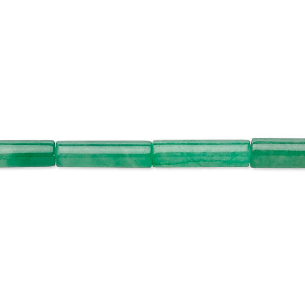 Bead, Malaysia "jade" (quartz) (dyed), green, 14x4mm-15x5mm round tube, B grade, Mohs hardness 7. Sold per 15-inch strand. image number 0