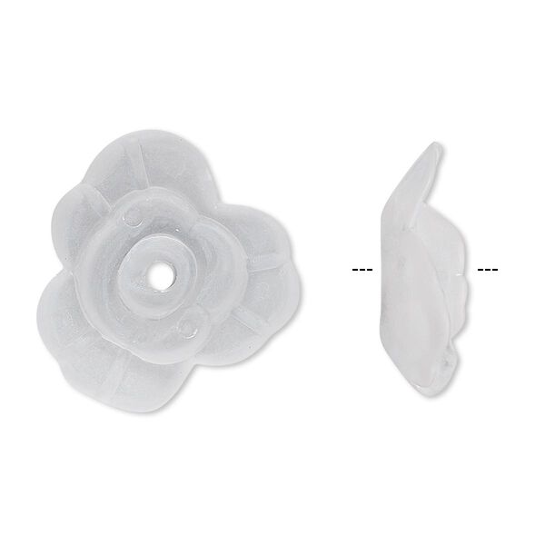 Component, acrylic, frosted clear, 21x8mm flower. Sold per pkg of 50. image number 0