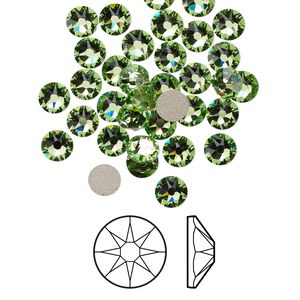 Flat back 144pk peridot foil back, Crystal Passions® 4.6-4.8mm rose round SS20 2088