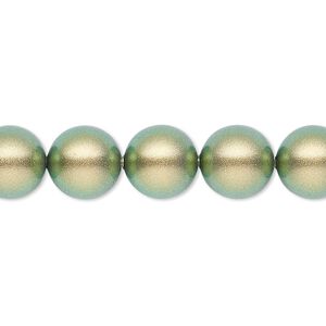 Pearl 25pk iridescent green, Crystal Passions® 10mm round 5810