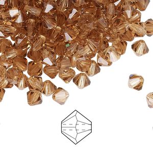 Bead 24pk light Colorado topaz, Preciosa Czech crystal 5mm bicone