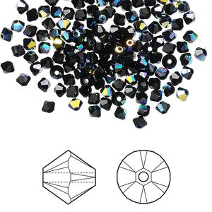 Bead 1440pk jet AB, Swarovski® 3mm XILION bicone 5328
