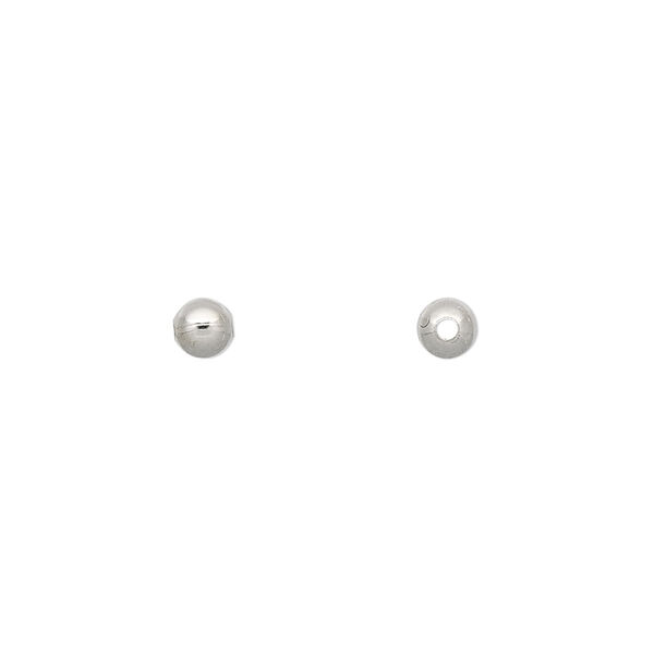 Bead, imitation nickel-plated brass, 4mm round. Sold per pkg of 1,000. image number 0