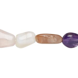 Multi-gemstone 1pkg1, nugget bead 14 inch small