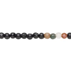 Multi-tourmaline 1pkg1, hand-cut round bead natural 12 inch 3-4mm