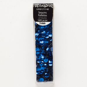 Sequin 1pkg1600 plastic, 5mm round, cobalt blue