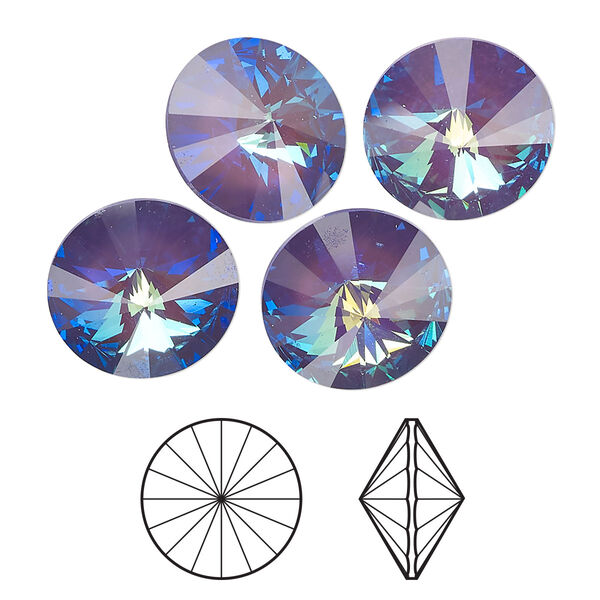Chaton 12pk crystal ultra purple AB, Crystal Passions® 14mm rivoli 1122 image number 0