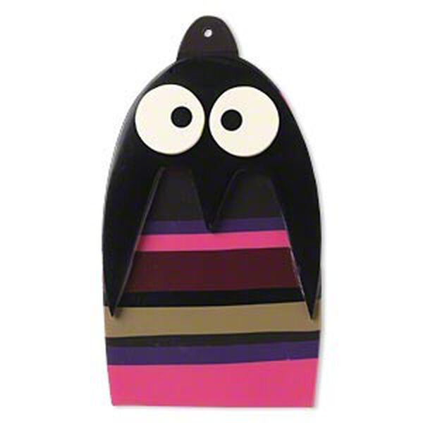Focal, resin, multicolored, 83x47mm top-drilled penguin. Sold individually. image number 0