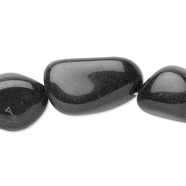 Bead, blackstone (dyed), medium tumbled nugget, Mohs hardness 6-1/2 to 7. Sold per 15-1/2" to 16" strand. image number 0