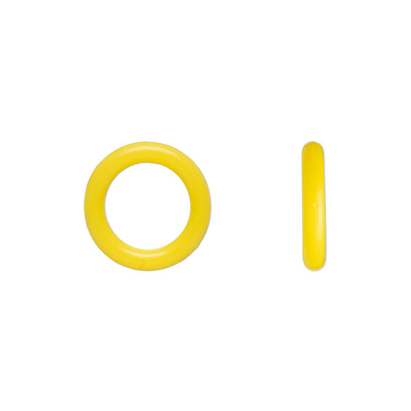 Component, Oh! Ring™, silicone, daffodil yellow, 15mm round with 10mm hole. Sold per pkg of 100. image number 0