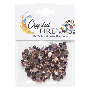 Flat back 1pkg144 crystal volcano, Crystal FIRE&reg;, 3.0-4.8mm hotfix round SS12 / SS16 / SS20