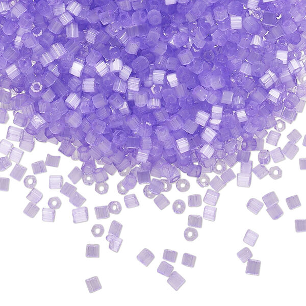 Seed bead, Preciosa Ornela Czech glass, pkg/50g, #11 2-cut hex, translucent solgel dyed satin violet, (05123). image number 0