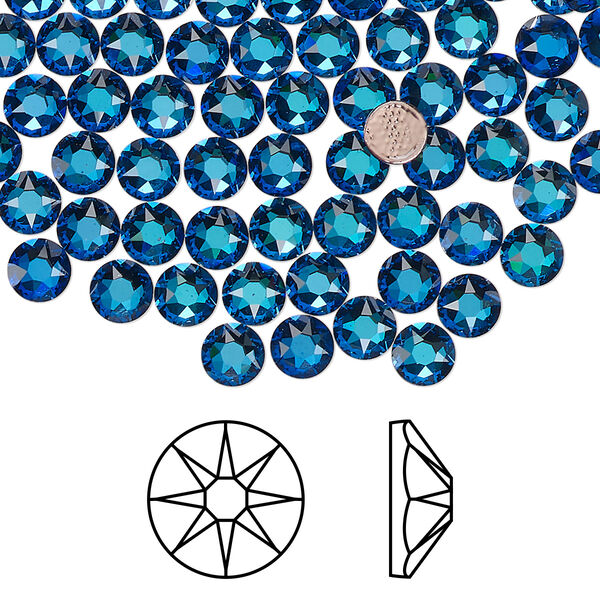 Flat back 144pk crystal Bermuda blue foil back, Crystal Passions® hotfix 4.6-4.8mm round SS20 2078 image number 0