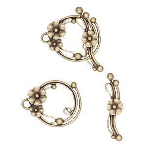 Clasp toggle 1pkg1, 22x19mm round, antiqued brass JBB Findings 1-strand