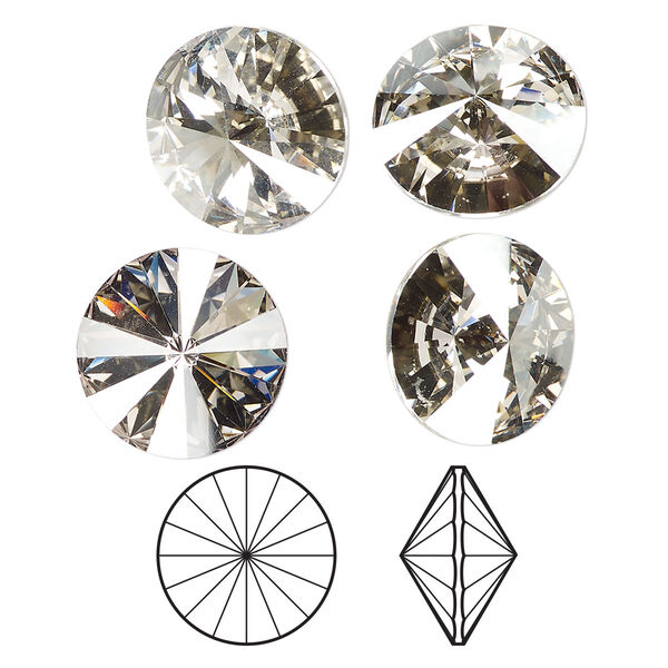Chaton 4pk crystal silver shade foil back, Crystal Passions® 14mm rivoli 1122 image number 0
