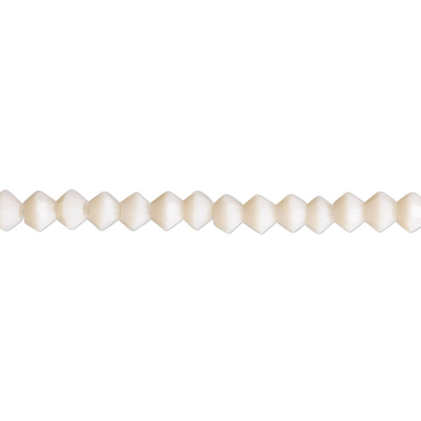 Bead, glass, opaque pink coral, 4mm bicone with 0.6-0.8mm hole. Sold per 15-1/2" to 16" strand. image number 0