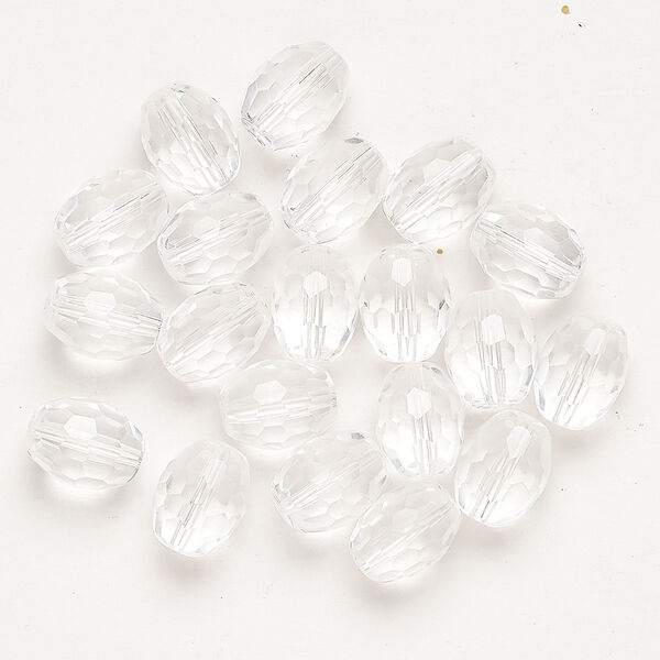 Glass 1pkg20, faceted oval bead clear 13x10mm image number 0