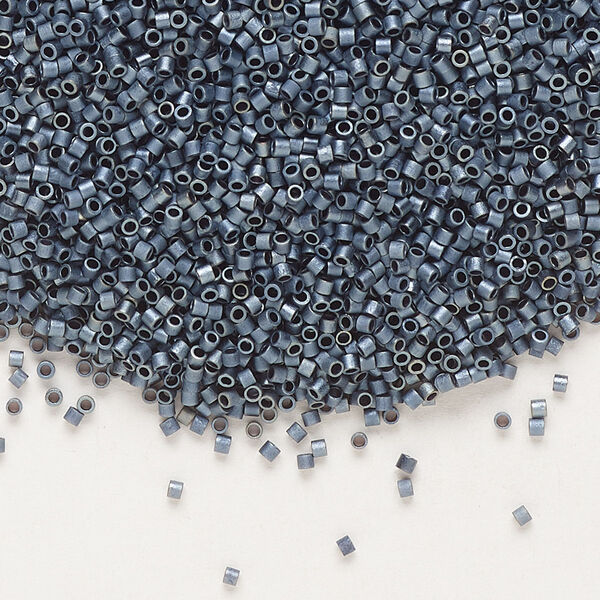 Seed bead, Delica®, glass, pkg/250g, #15 round, opaque matte gunmetal (DBS-0301). image number 0