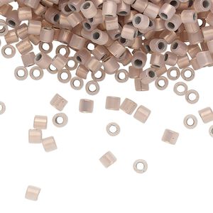 Seed bead, Delica®, glass, pkg/7.5g, #8 round, translucent copper-lined opal (DBL-0191).