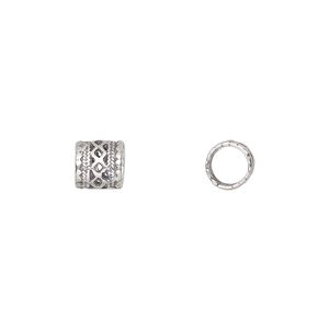 Bead, Dione® and JBB Findings, antiqued sterling silver, 7mm rondelle with lattice pattern. Sold per pkg of 4.
