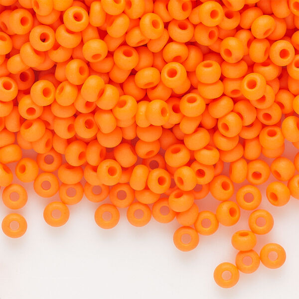 Seed bead, Preciosa Ornela Czech glass, pkg/50g, #8 rocaille, opaque matte orange, (93140). image number 0