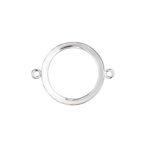 Link, fine silver, 19mm open-back round with 18mm round bezel cup setting. Sold individually.