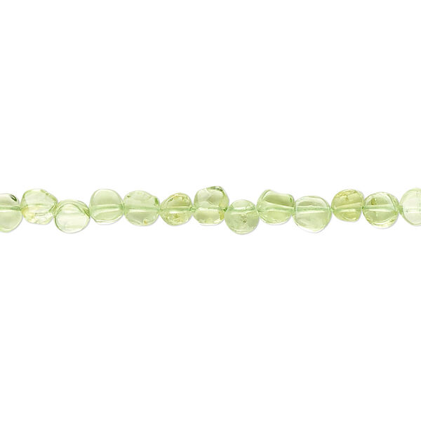 Bead, peridot (natural), 4-5mm hand-cut flat round, B- grade, Mohs hardness 6-1/2 to 7. Sold per 15" to 16" strand. image number 0