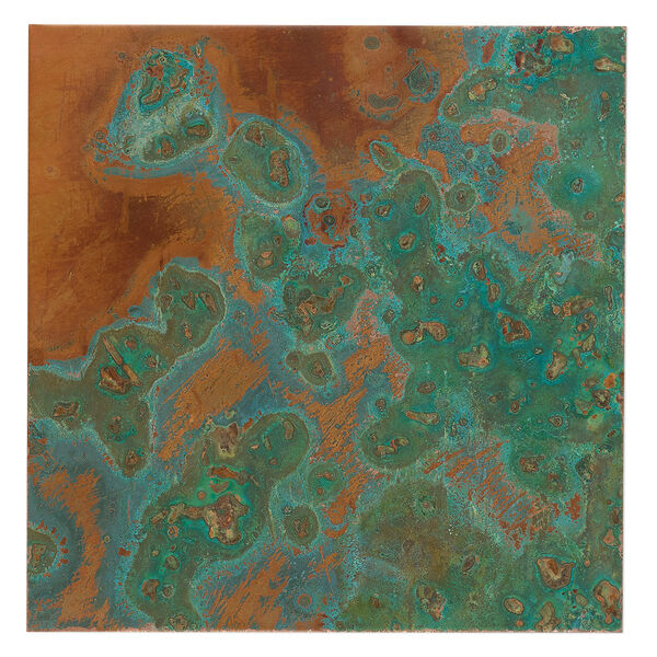 Sheet, Lillypilly, copper, verde patina, 3-inch single-sided square, 36 gauge. Sold individually. image number 0