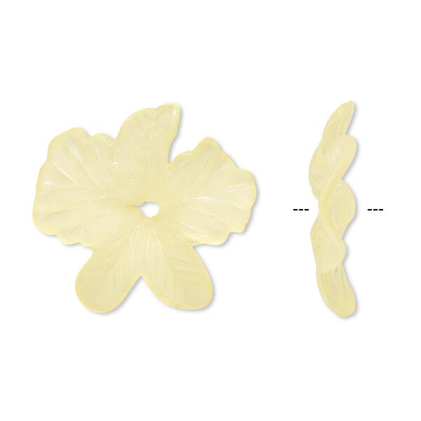 Component, acrylic, frosted yellow, 23x5mm flower. Sold per pkg of 100. image number 0