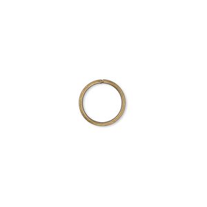 Jump ring, antique gold-plated brass, 10mm round, 8mm inside diameter, 18 gauge. Sold per pkg of 1,000.