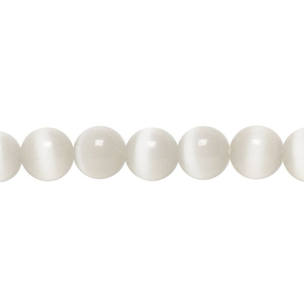 Bead, cat's eye glass (fiber optic glass), grey, 8mm round, quality grade. Sold per 15-1/2" to 16" strand. image number 0