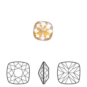 Fancy stone 2pk crystal ochre DeLite, Crystal Passions® 10mm cushion 4470