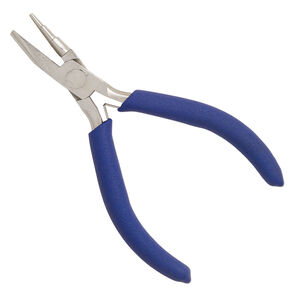 Pliers, wire-wrapping stepped and concave, foam and nickel-plated high-carbon steel, purple, 5 inches with satin finish. Sold individually.
