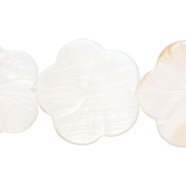 Mother-of-pearl shell 1pkg1, carved flower bead 15 inch peach, white / pink 23x22mm-25x24mm image number 0