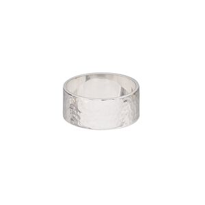 Ring, sterling silver, 8.5mm wide with hammered design, size 7. Sold individually.
