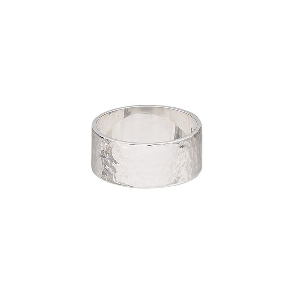 Ring, sterling silver, 8.5mm wide with hammered design, size 7. Sold individually. image number 0